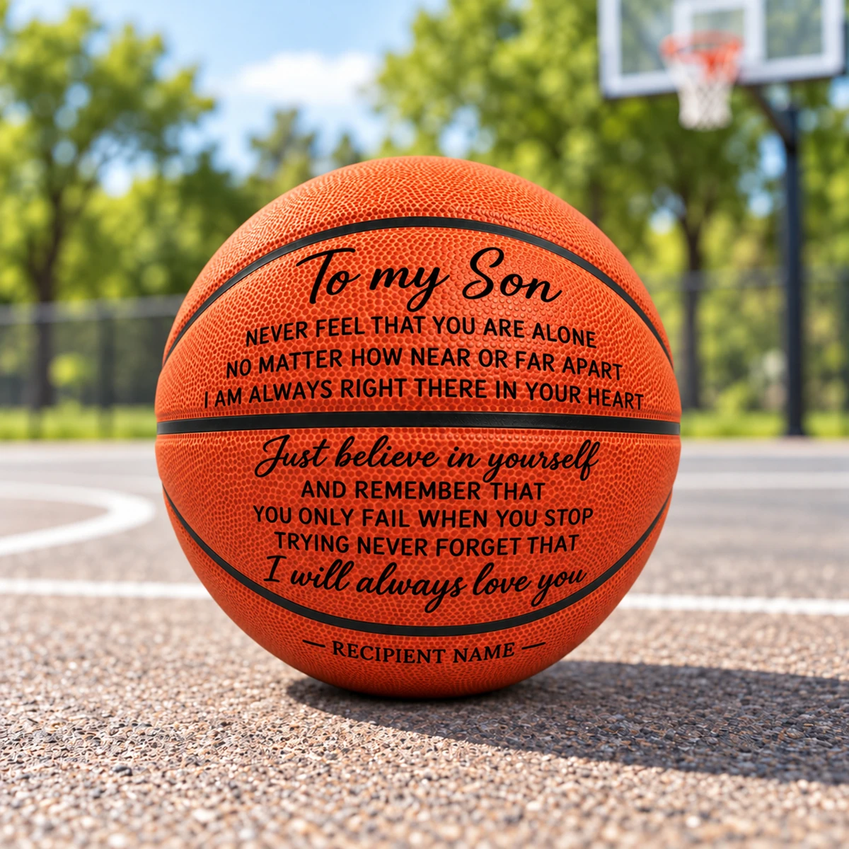 Personalized To My Son Basketball – Custom Name Inspirational Basketball Gift, Never Feel That You Are Alone, Motivational Sports Gift From Mom And Dad To Son