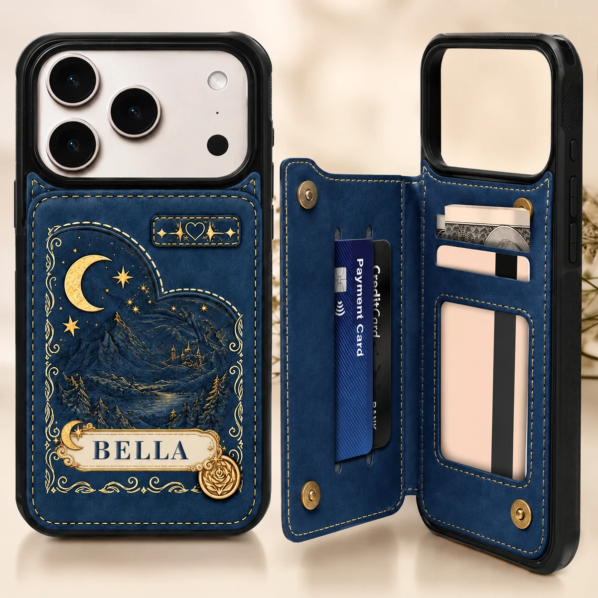 Grandma'S Mom'S Little Sweethearts - Personalized Leather Flip Wallet Phone Case