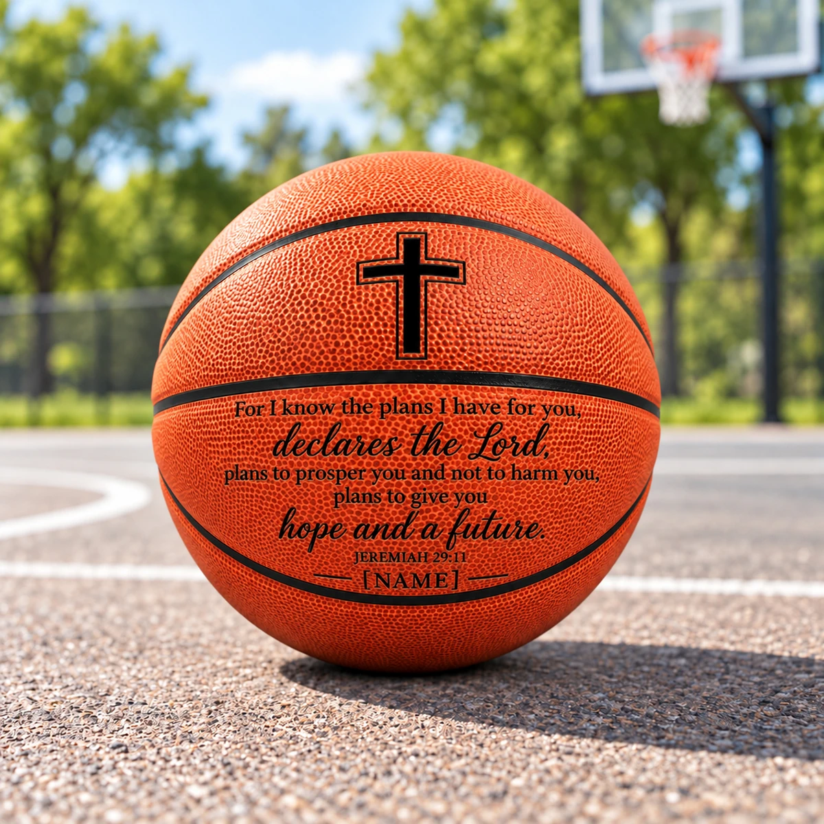 Personalized Christian Basketball – Custom Name Bible Verse Basketball, Jeremiah 29:11 & Philippians 4:13 Scripture Design, Inspirational Religious Basketball Gift For Boys And Girls