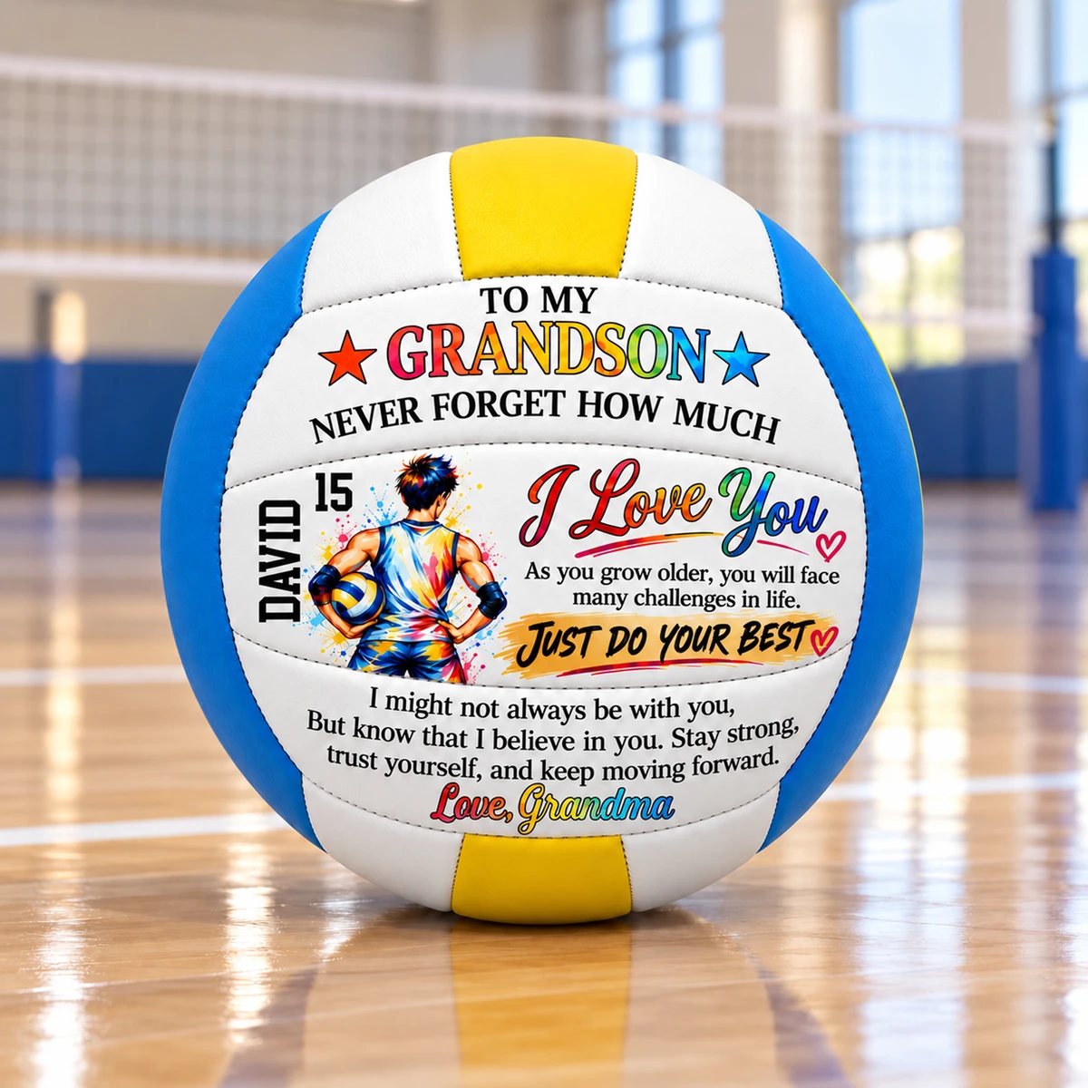 Personalized Volleyball Custom Name – To My Grandson Inspirational Volleyball Gift, Sports Keepsake For Grandson