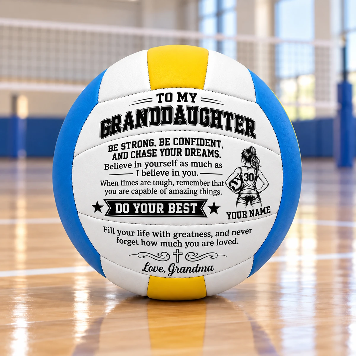 Personalized Volleyball Custom Name & Number, To My Granddaughter Inspirational Volleyball, Grandma Gift For Volleyball Player, Sports Keepsake