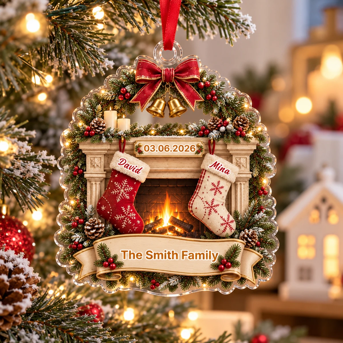 Personalized Acrylic First Christmas As Mr. & Mrs. Hanging Ornament, Couple Xmas Tree Decor