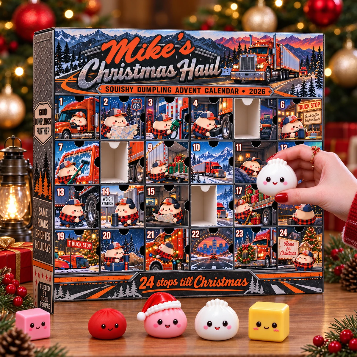 Custom Name Truck Driver Advent Calendar - 24 Mystery Squishy Dumplings