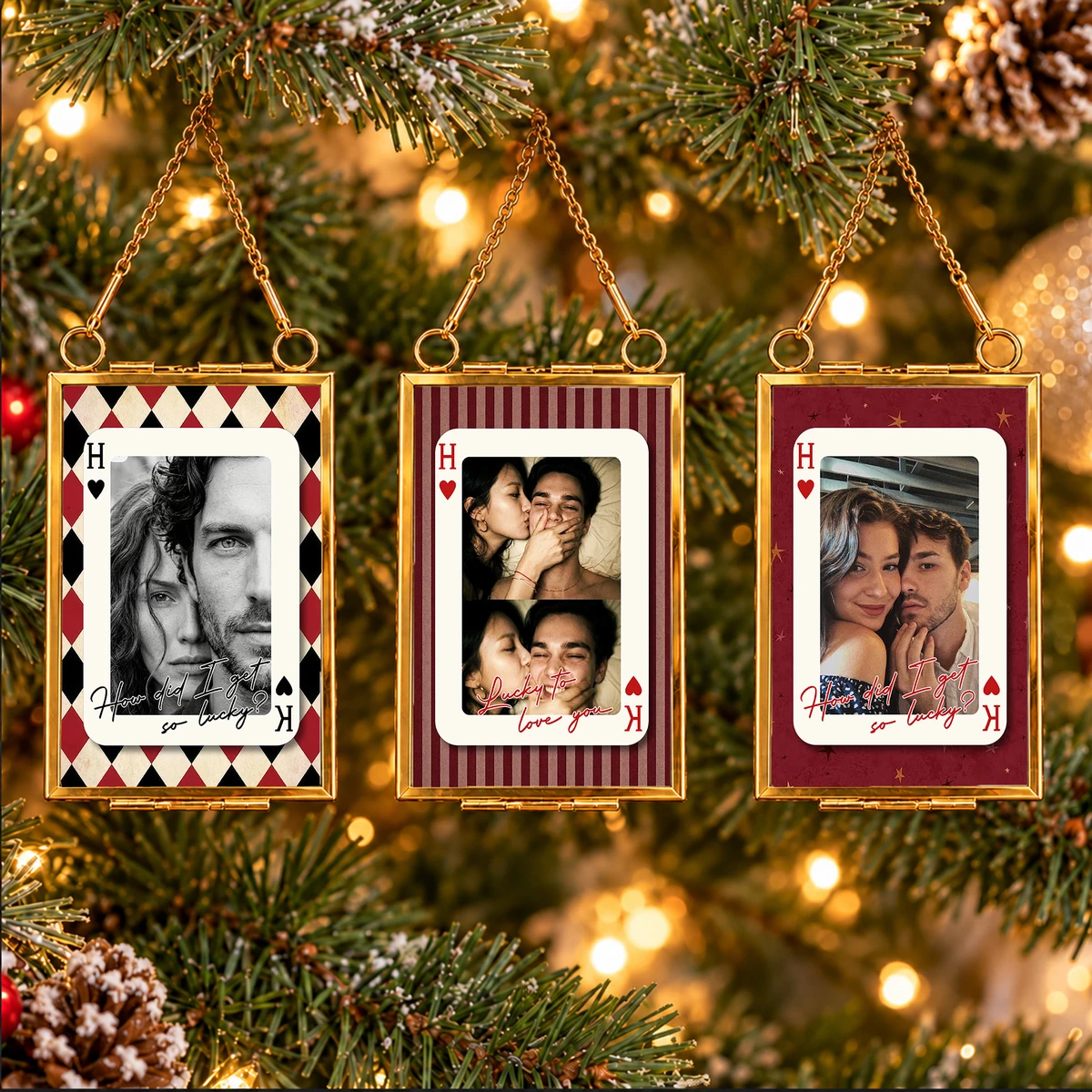 Personalized Frame Christmas Ornament Custom Couple Photo – Romantic Photo Keepsake Holiday Tree Decor Gift For Couples