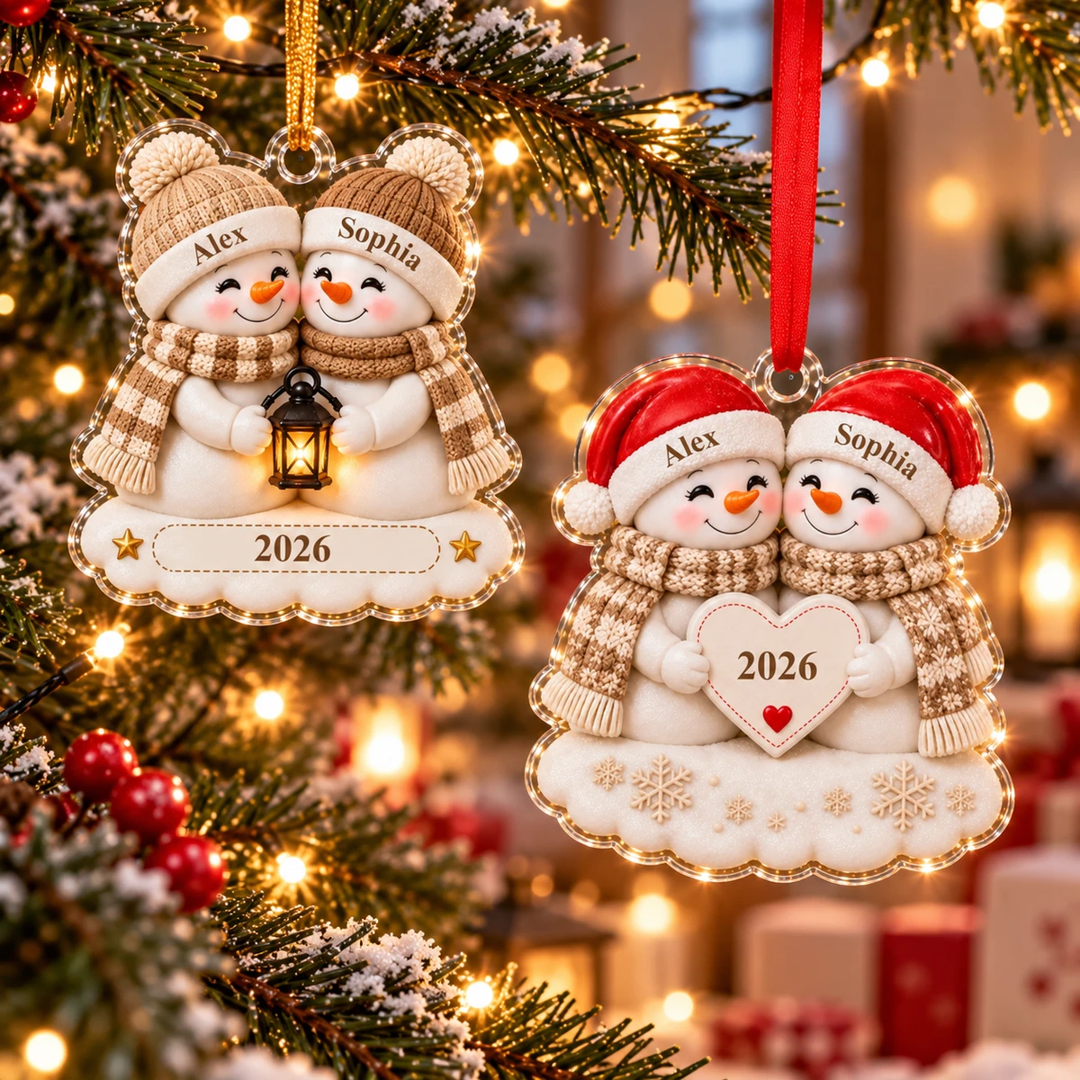Personalized Couple Christmas Ornament 2026, Custom Name Snowman Ornament, First Christmas As A Couple Bauble, Keepsake Gift