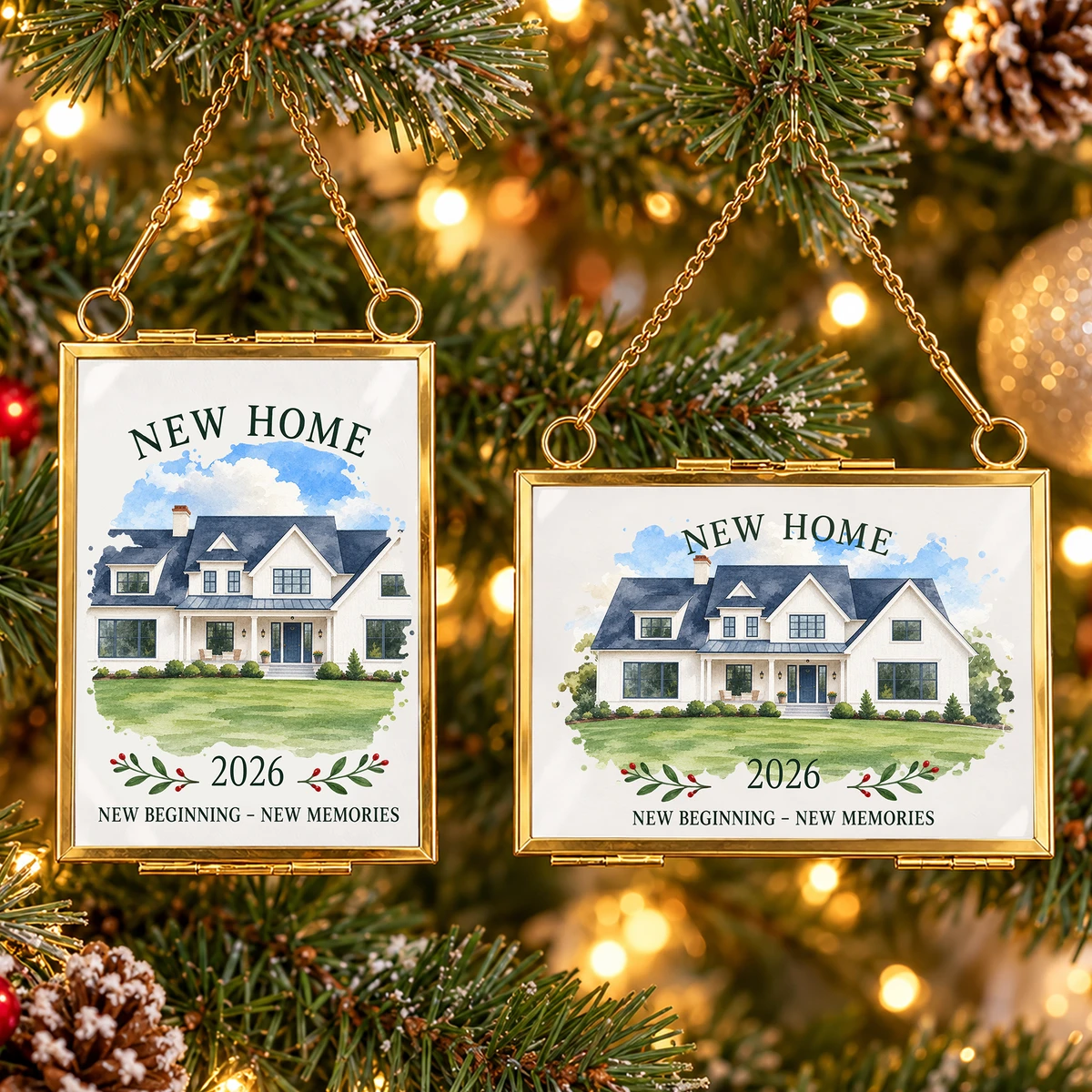 New Home New House New Beginning Photo Inserted Housewarming Gift Personalized Ceramic Ornament