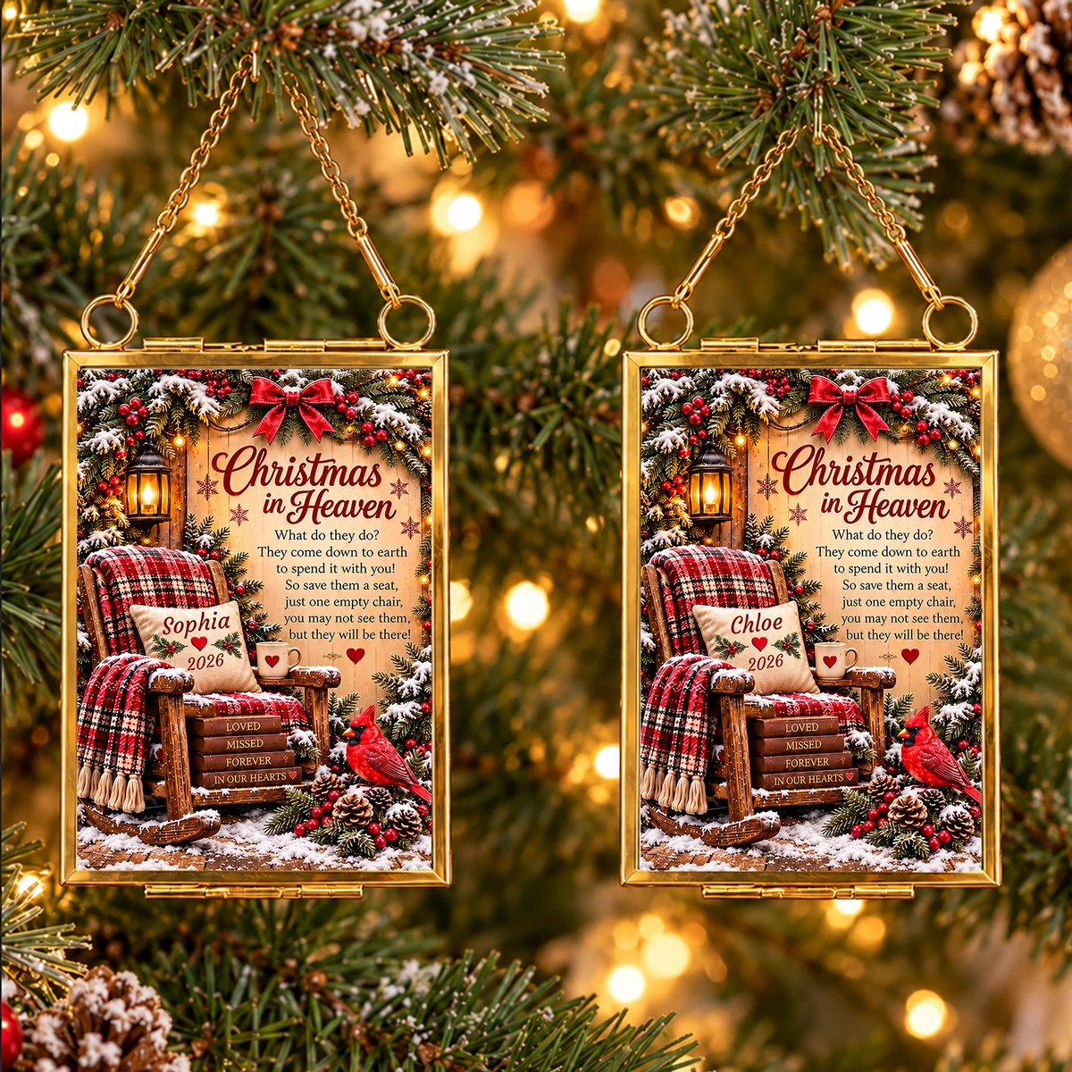Custom Name Memorial Christmas Ornament, Christmas In Heaven Keepsake With Year, In Loving Memory Holiday Decor, Sympathy Gift