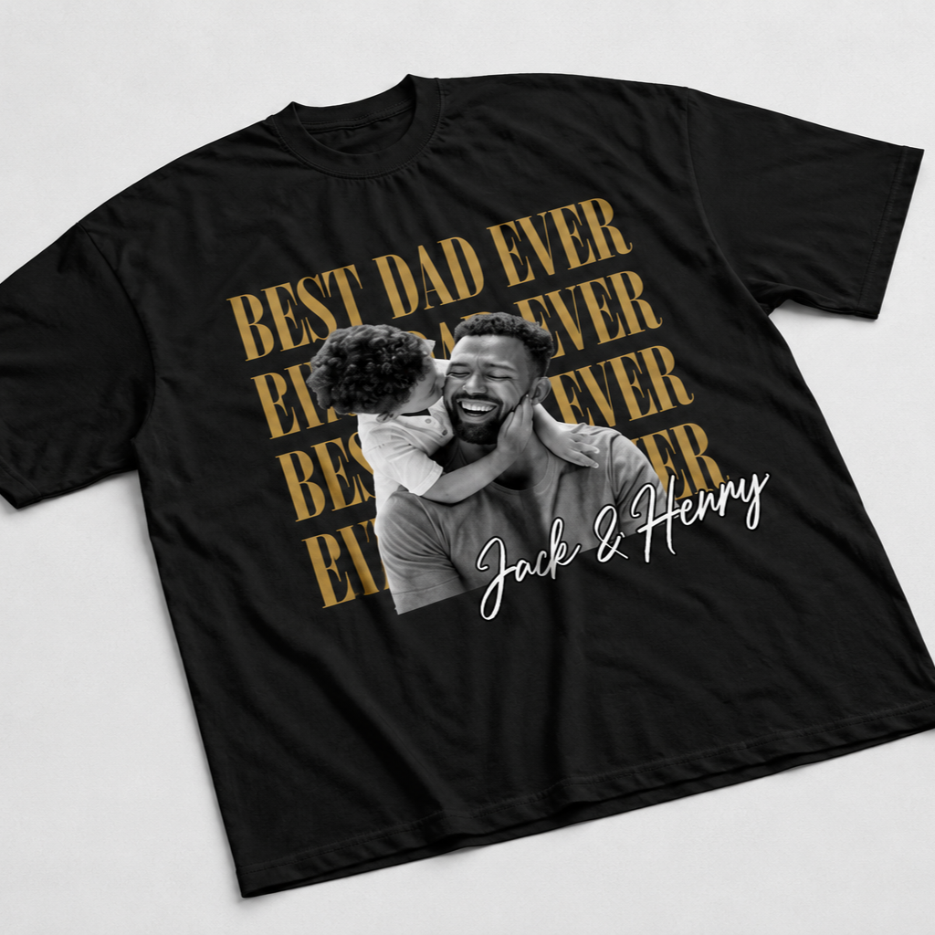 Custom Photo Best Dad Ever Ever Ever Vintage - Personalized T Shirt