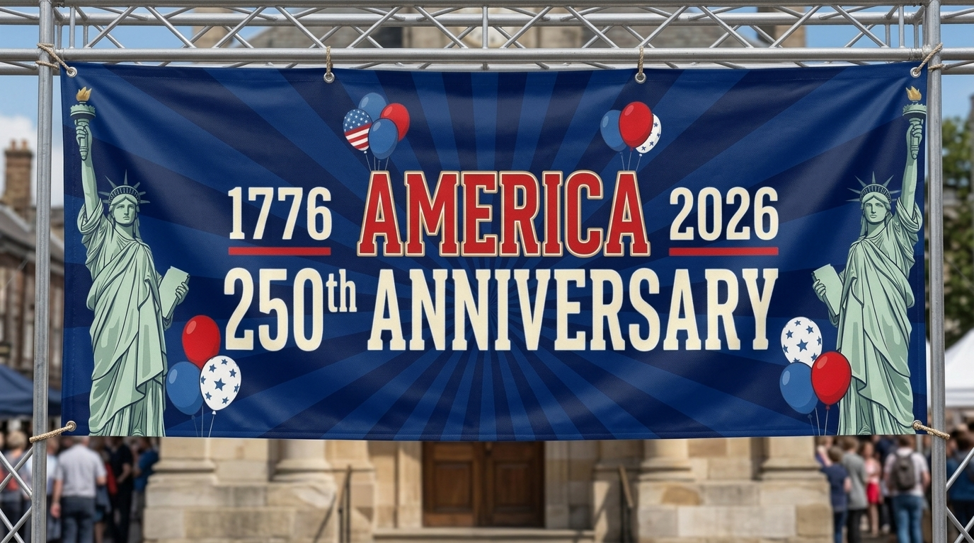 250 Years Anniversary Of America Banner Flag, 1776-2026 Usa 250th Birthday Banner, 4th Of July Decorations