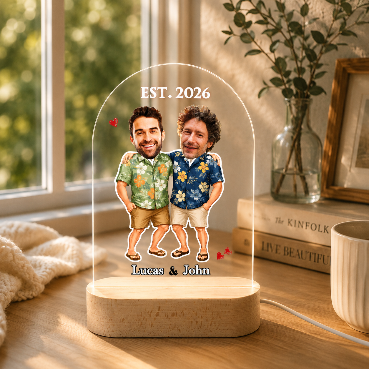 Custom Men In Hawaii Led Lamp – Tropical Keepsake