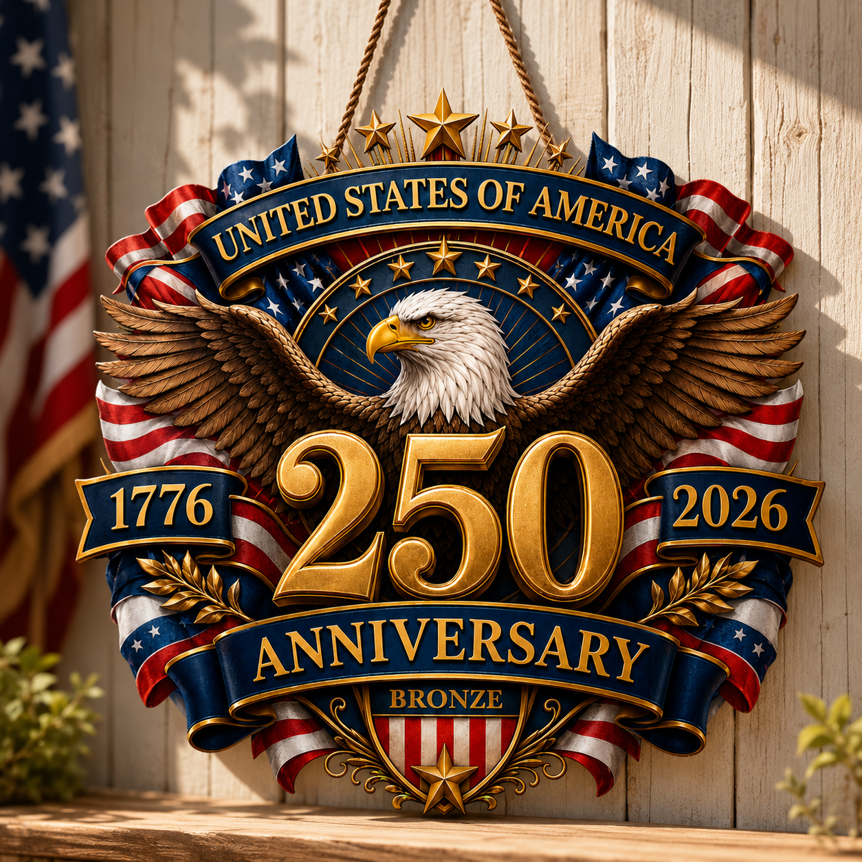 Custom Wood Sign - Personalized America 250th Anniversary Gifts For Mom, Dad, Brother, Sister, Kids - Strength That Stands The Test Of Time