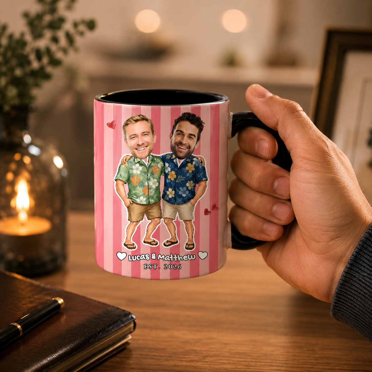 Custom Men In Hawaii Stripe Mug – Tropical Keepsake