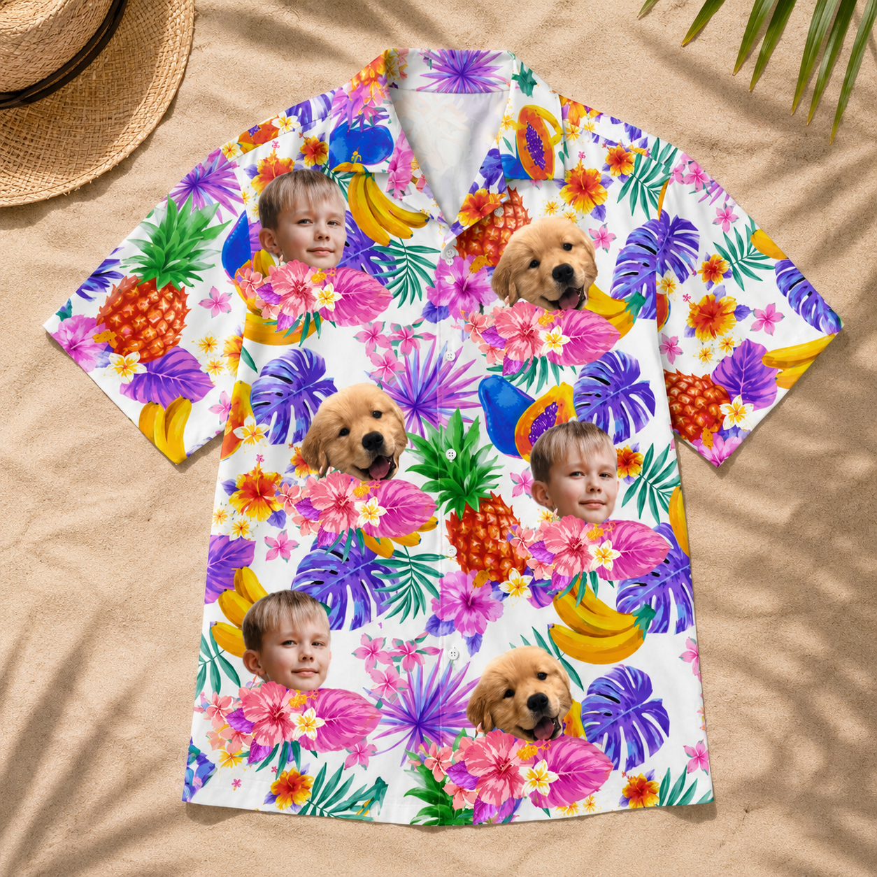 Custom Photo Hawaiian Shirt, Personalized Face And Pet Hawaiian Shirt, Family Vacation Gift