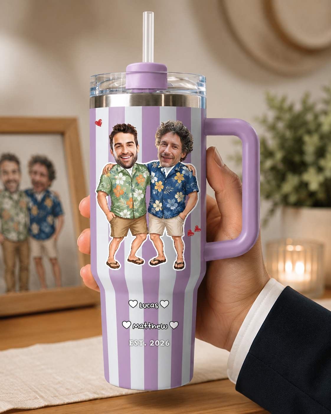 Custom Men In Hawaii Stripe 40oz Tumbler – Tropical Keepsake