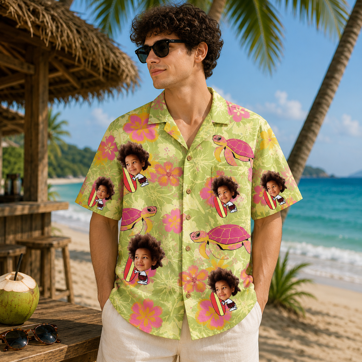 Personalized "Turtle Surfer" Aloha Shirt