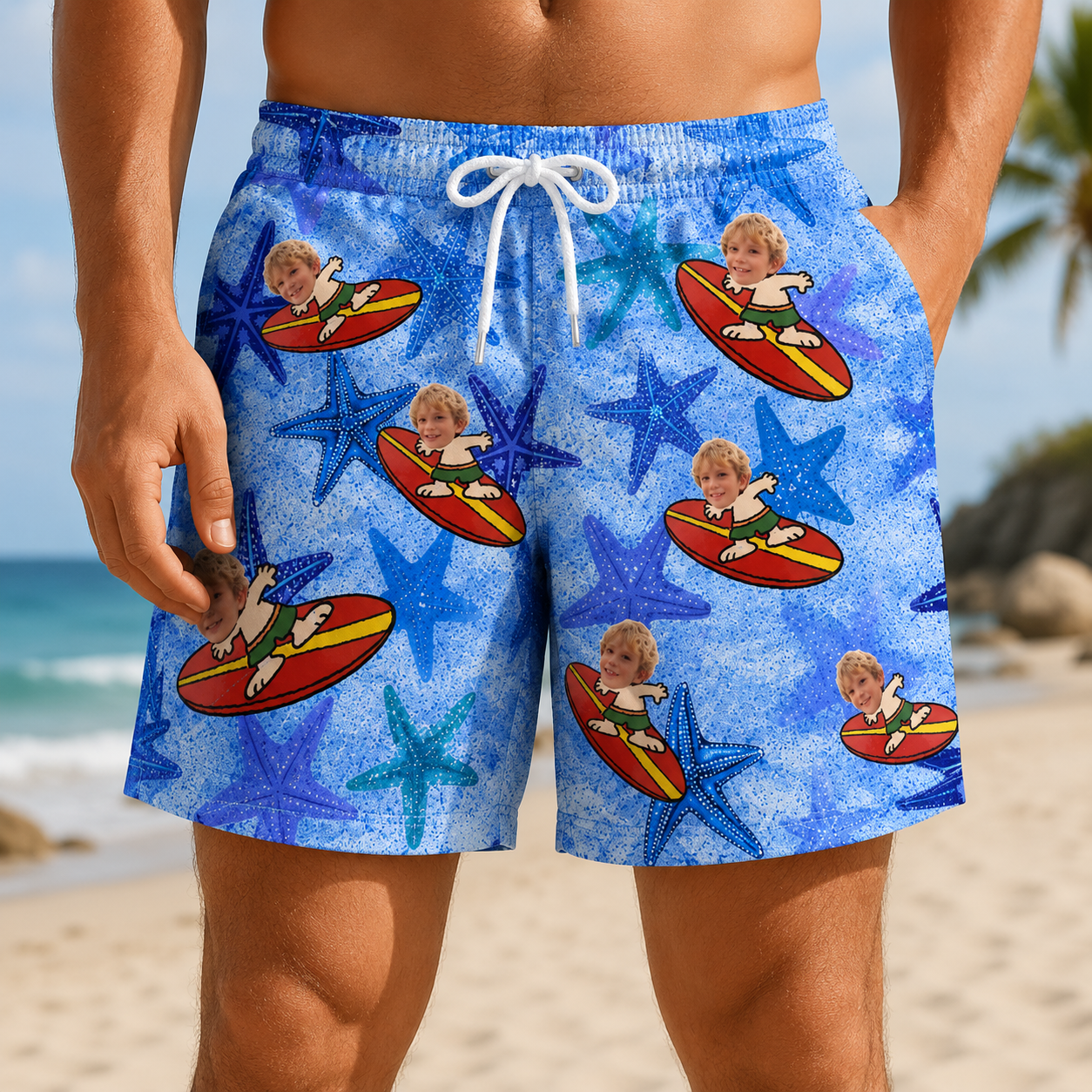 Personalized "Starfish Surfer" Swim Shorts