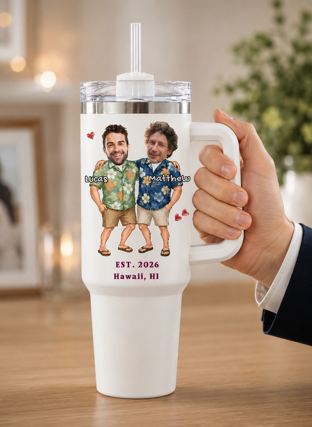 Custom Men In Hawaii 40oz Tumbler – Tropical Keepsake