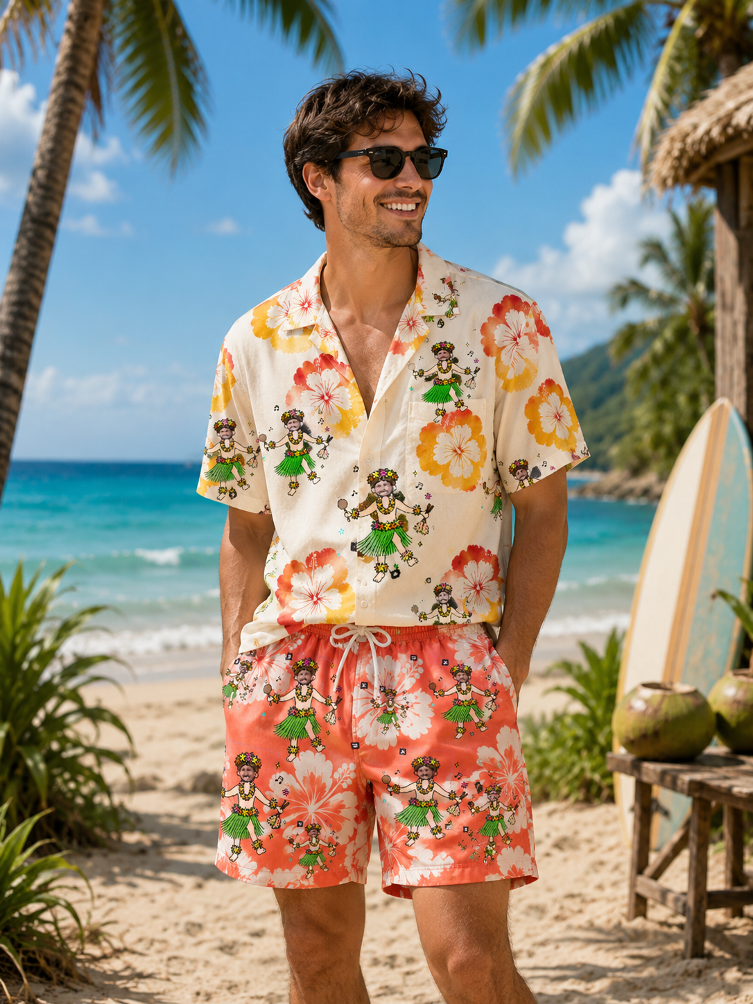 Personalized "Emerald Hula" Swim Shorts