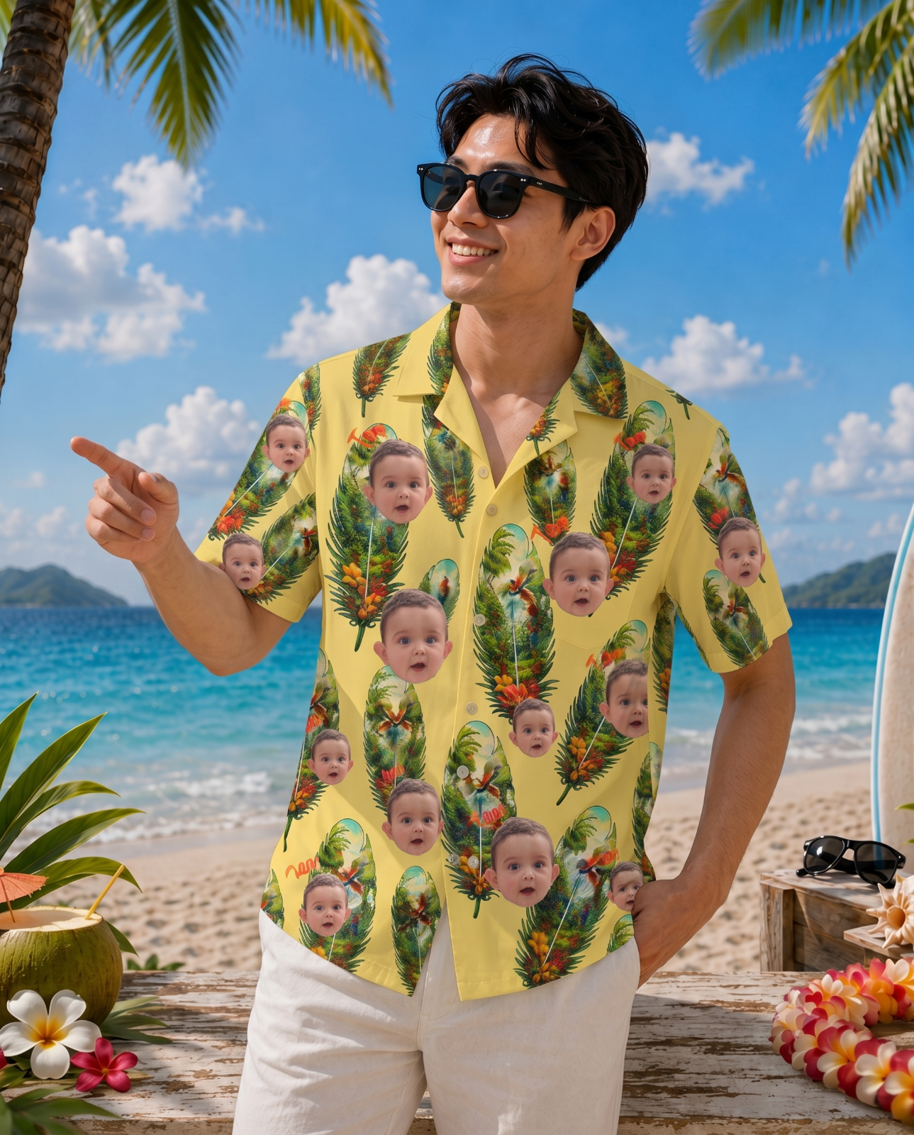 Personalized "Tropical Feather" Aloha Shirt