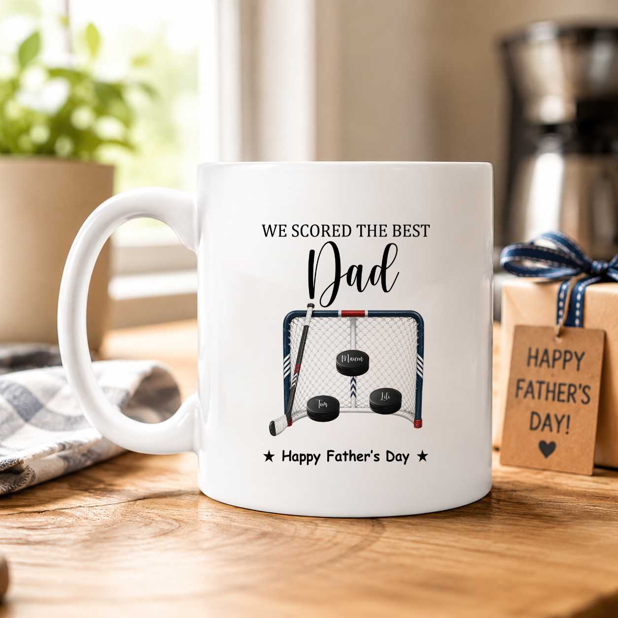Father'S Day Gift For Hockey Dad,We Scored The Best Dad - Personalized Mug