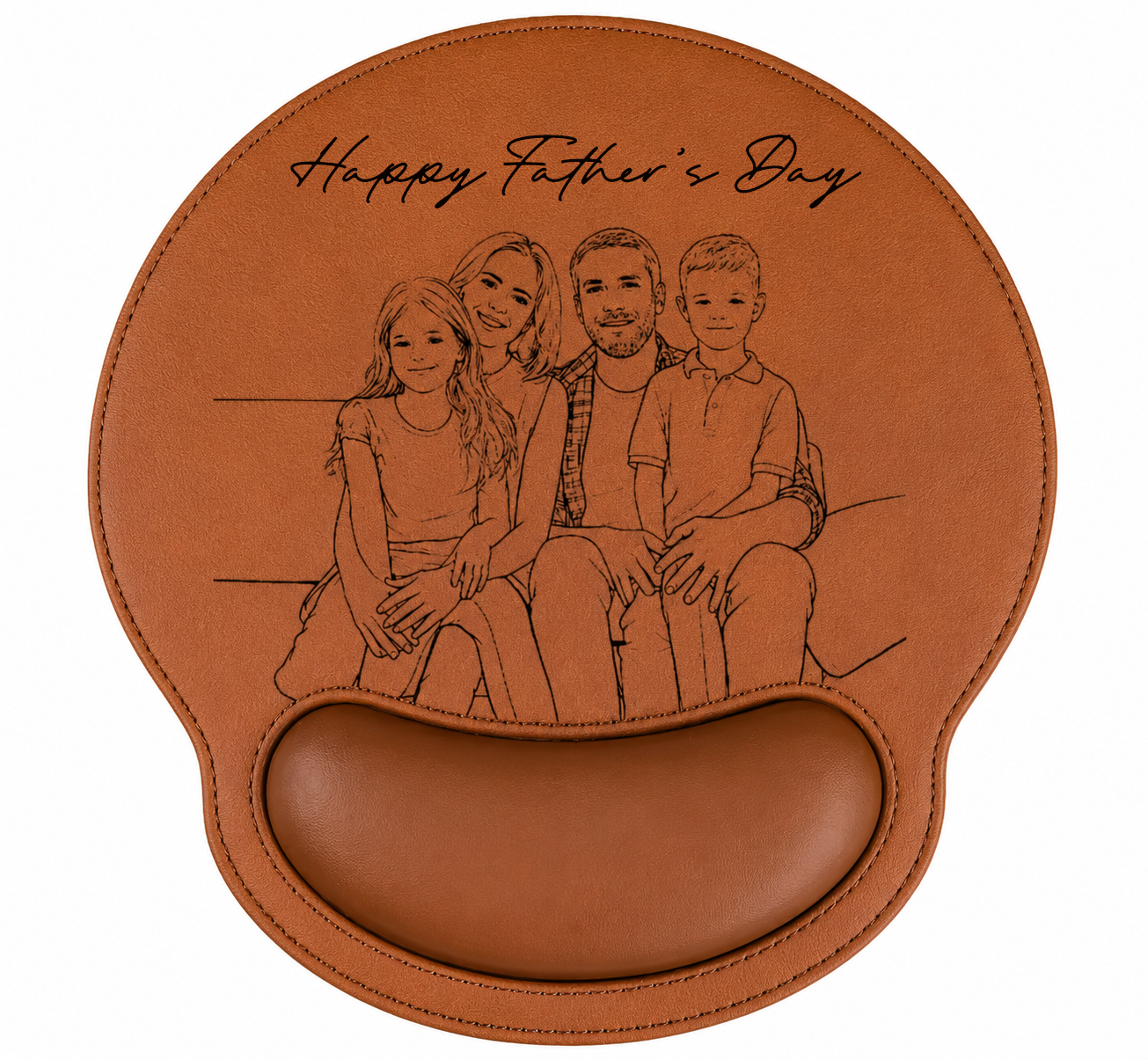 Custom Photo Sketch Line Art Father'S Day Gift For Dad, Husband - Personalized Mouse Pad