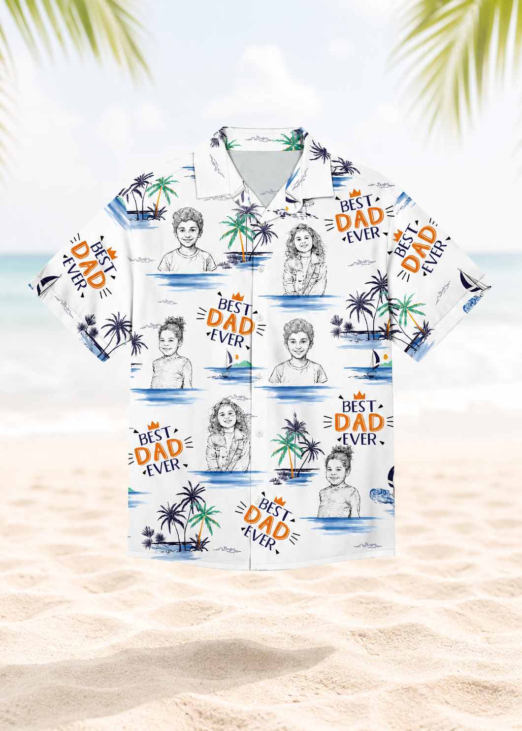Custom Face Kids Hawaiian Shirt Personalized Children Photo Best Dad Ever Vacation Shirt