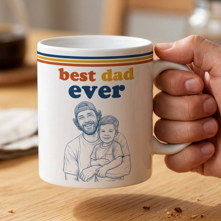 World'S Best Dad Sketch Line Art Retro Mug Father'S Day Gift For Dad, Husband - Personalized Mug