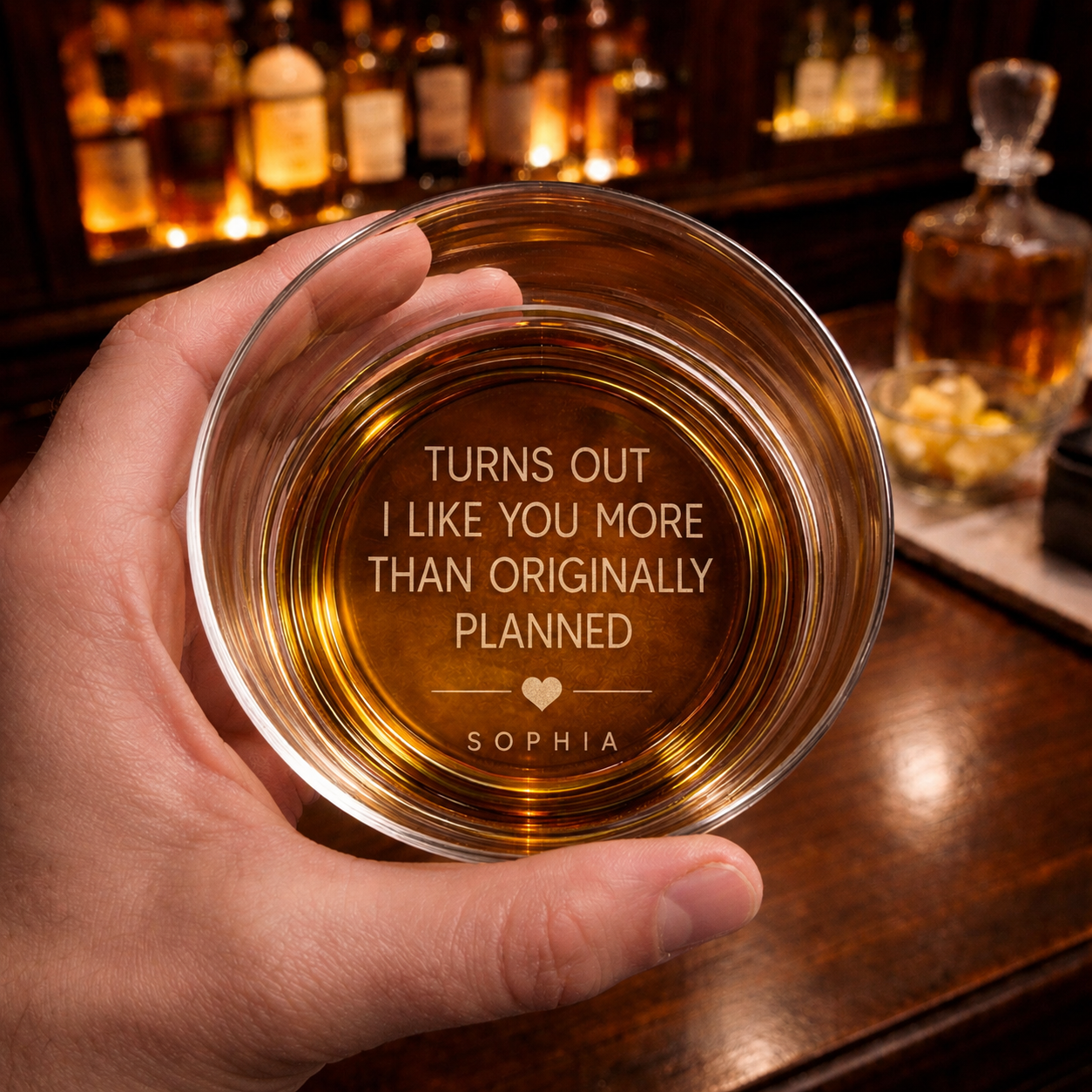 Turns Out I Like You More Than Originally Planned Whiskey Glass, Custom Engraved Gift For Boyfriend, Personalized Name, Valentine'S Day Gift