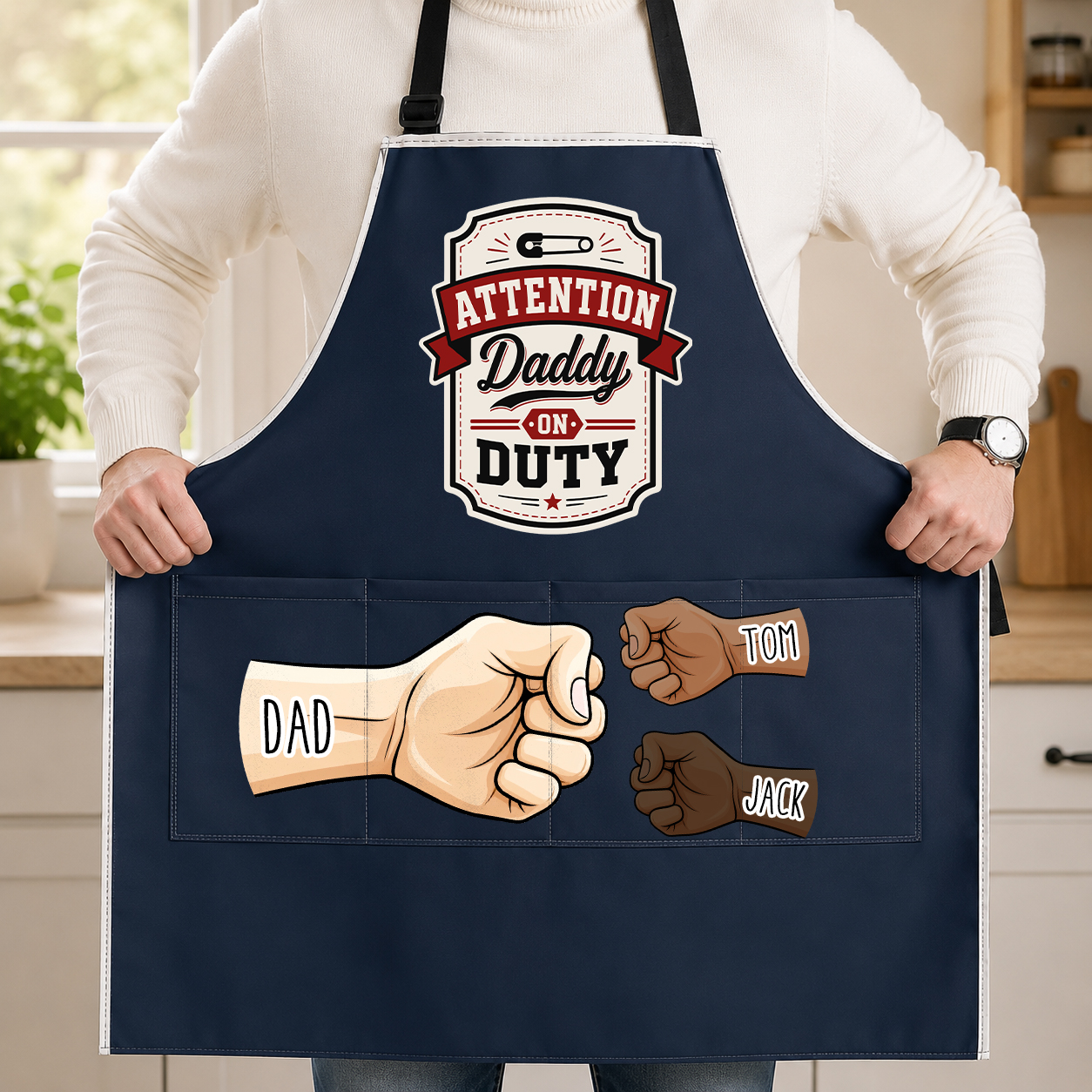 Attention Daddy On Duty, Personalized Apron, Gift For New Dads