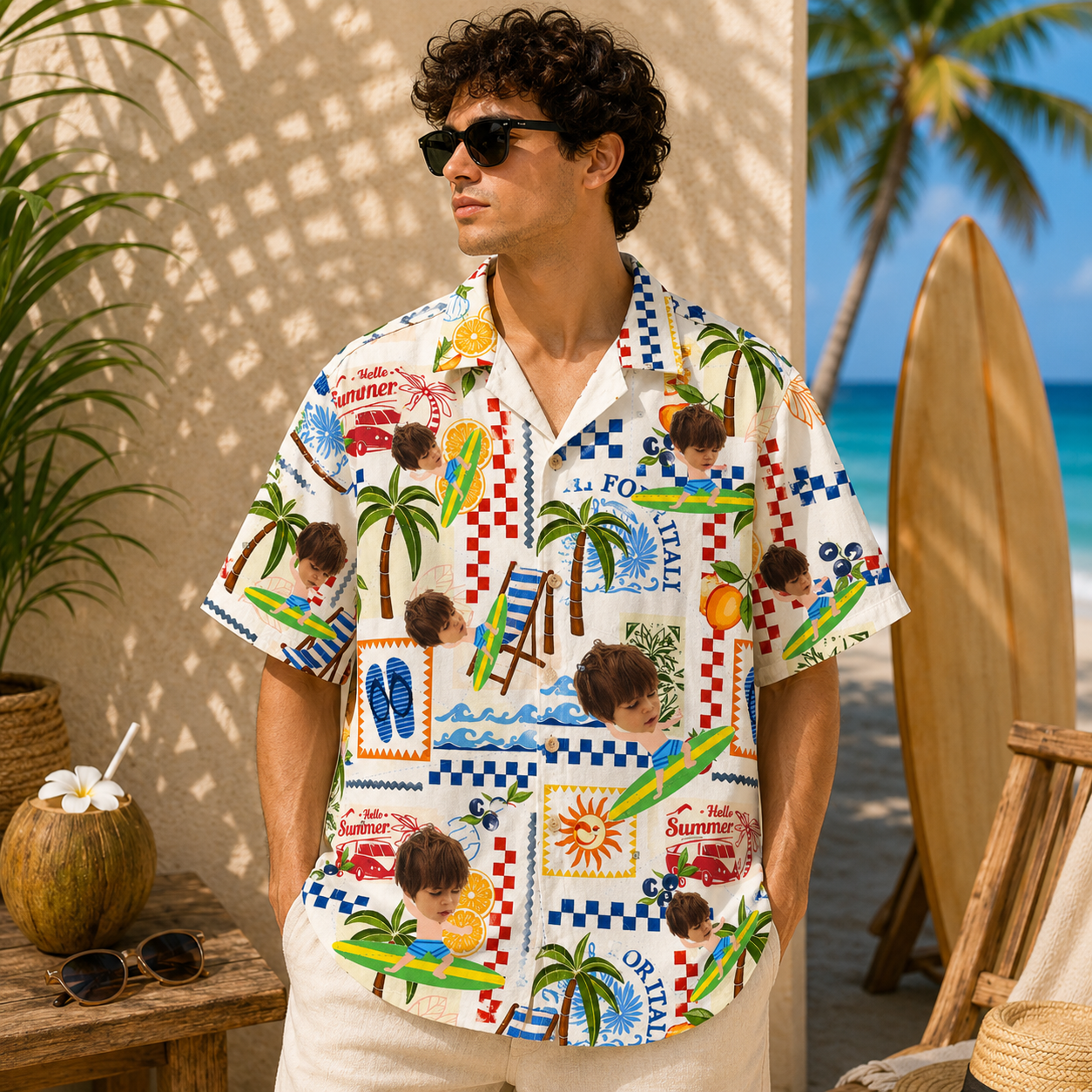 Rsonalized "Summer Collage" Aloha Shirt