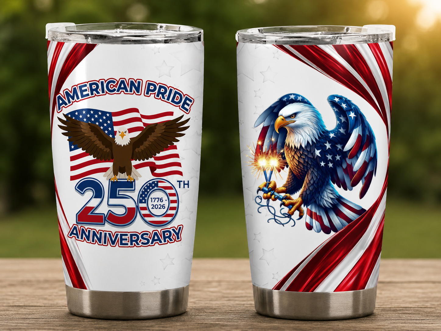 America 250th Anniversary Us Pride Patriotic Eagle - Personalized Tumbler 20oz
