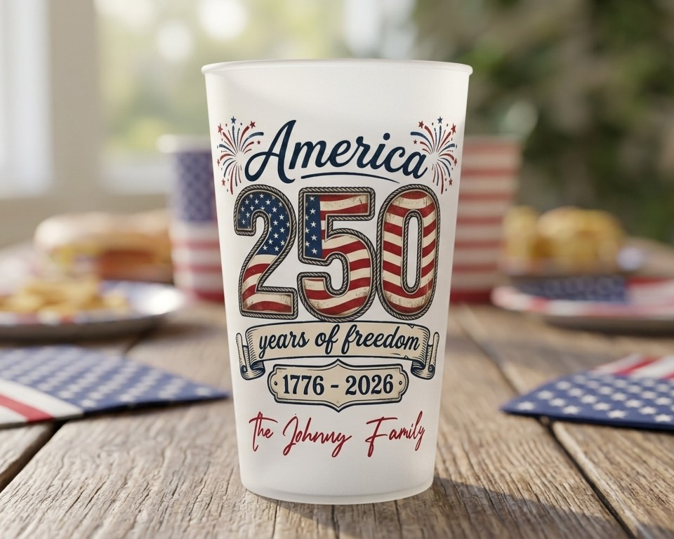 America 250 Years Of Freedom, Personalized Frosted Cups, Patriotic Gift