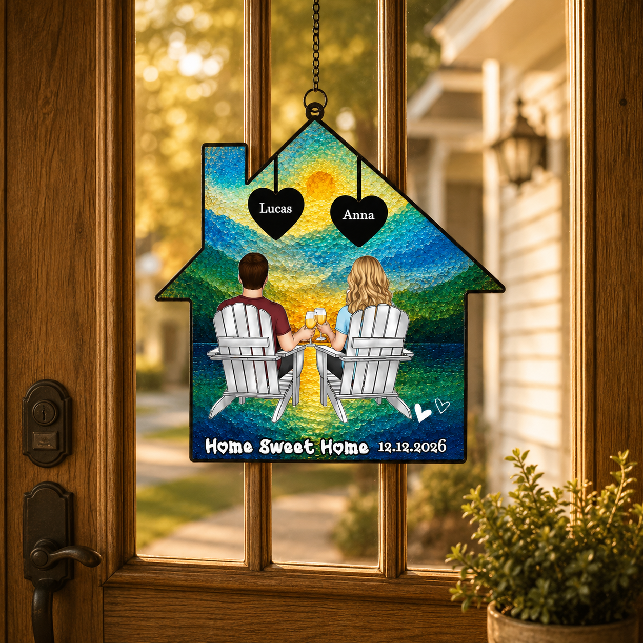 Personalized "Home Sweet Home" Couples Suncatcher