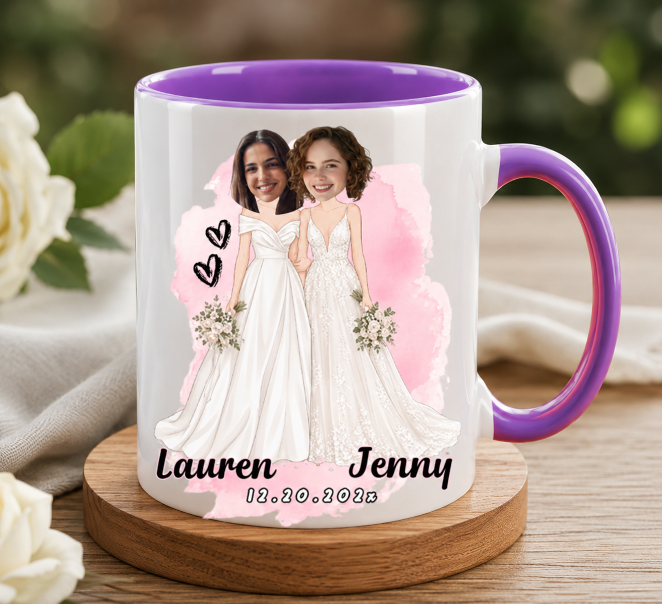 Personalized Two Brides Ceramic Mug – Romantic Keepsake