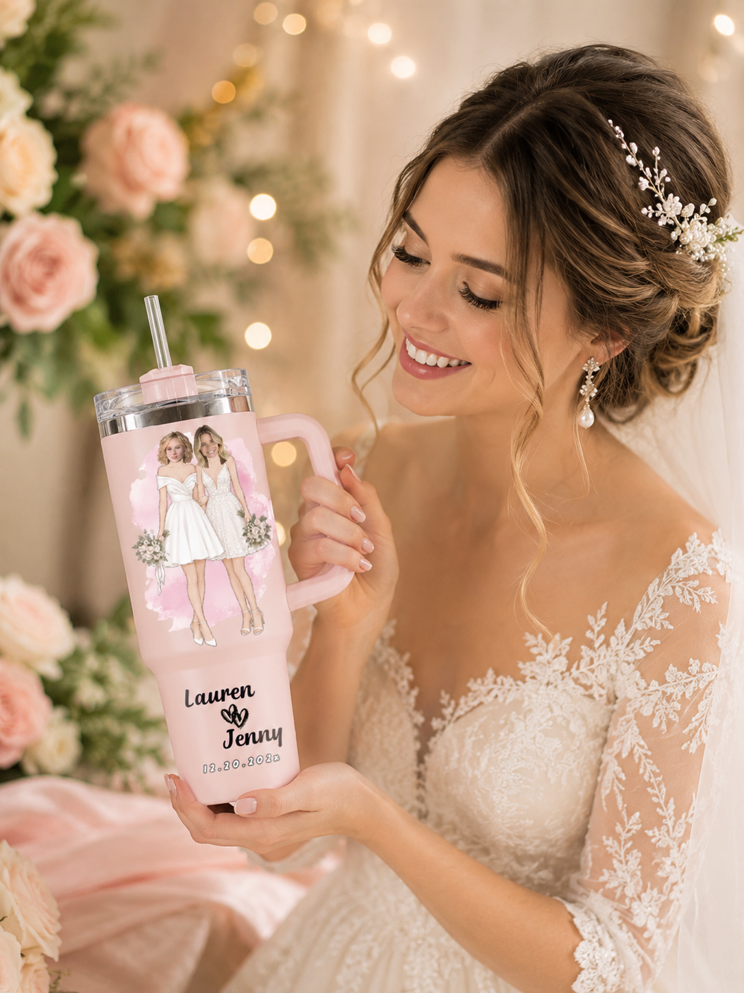 Personalized Two Brides 40oz Tumbler – Insulated Keepsake