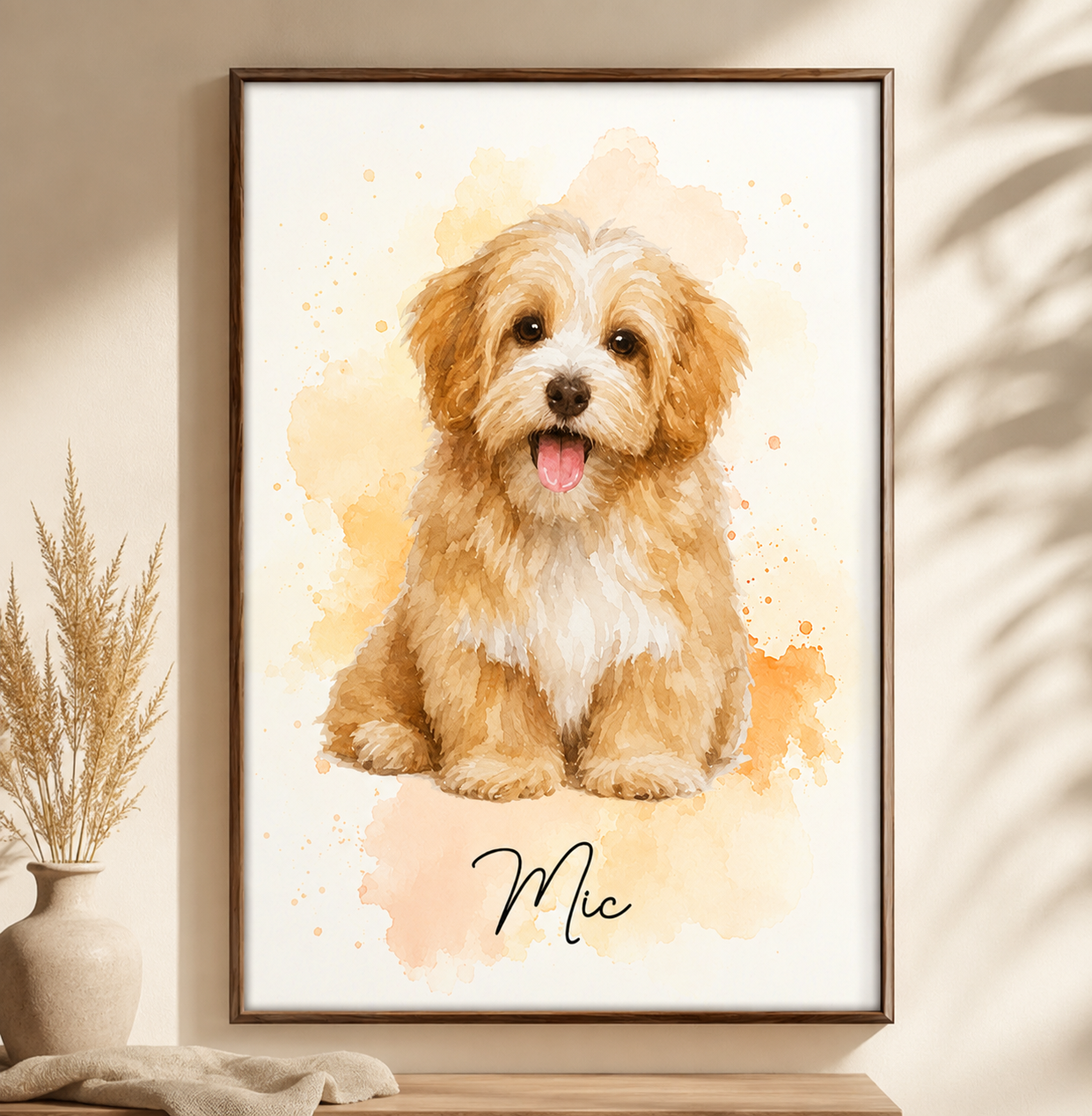Custom Photo Realistic Watercolor Art Portrait Cat Dog Pet - Personalized Poster