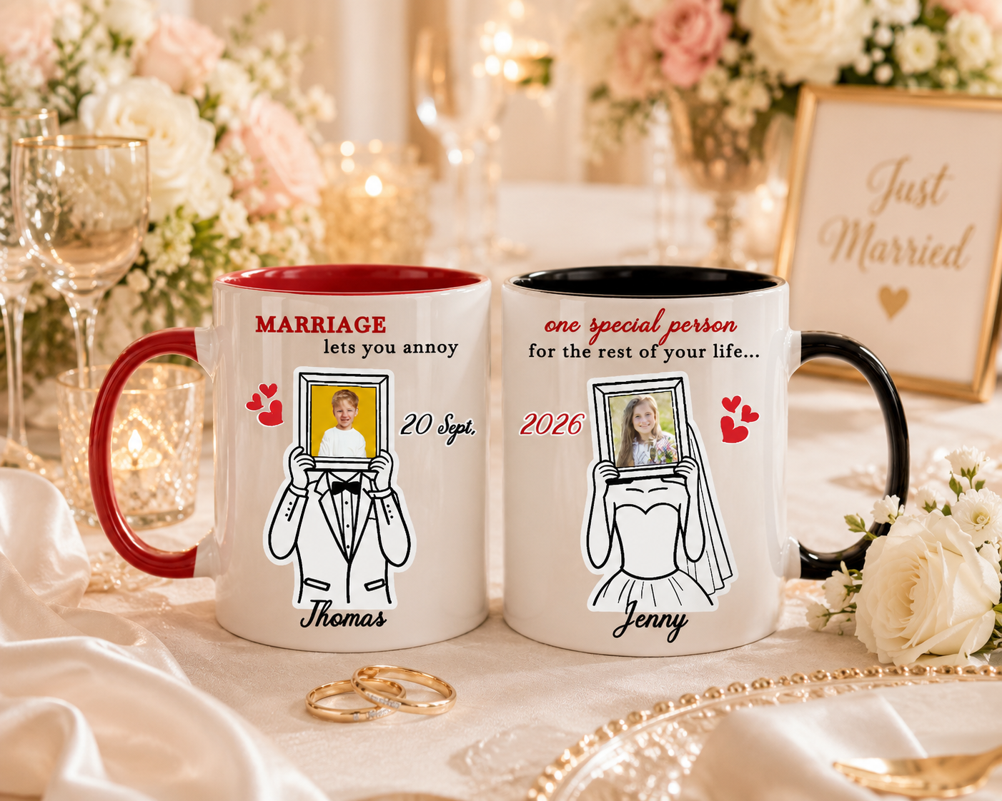Personalized "Happily Annoying" Wedding Mug Set