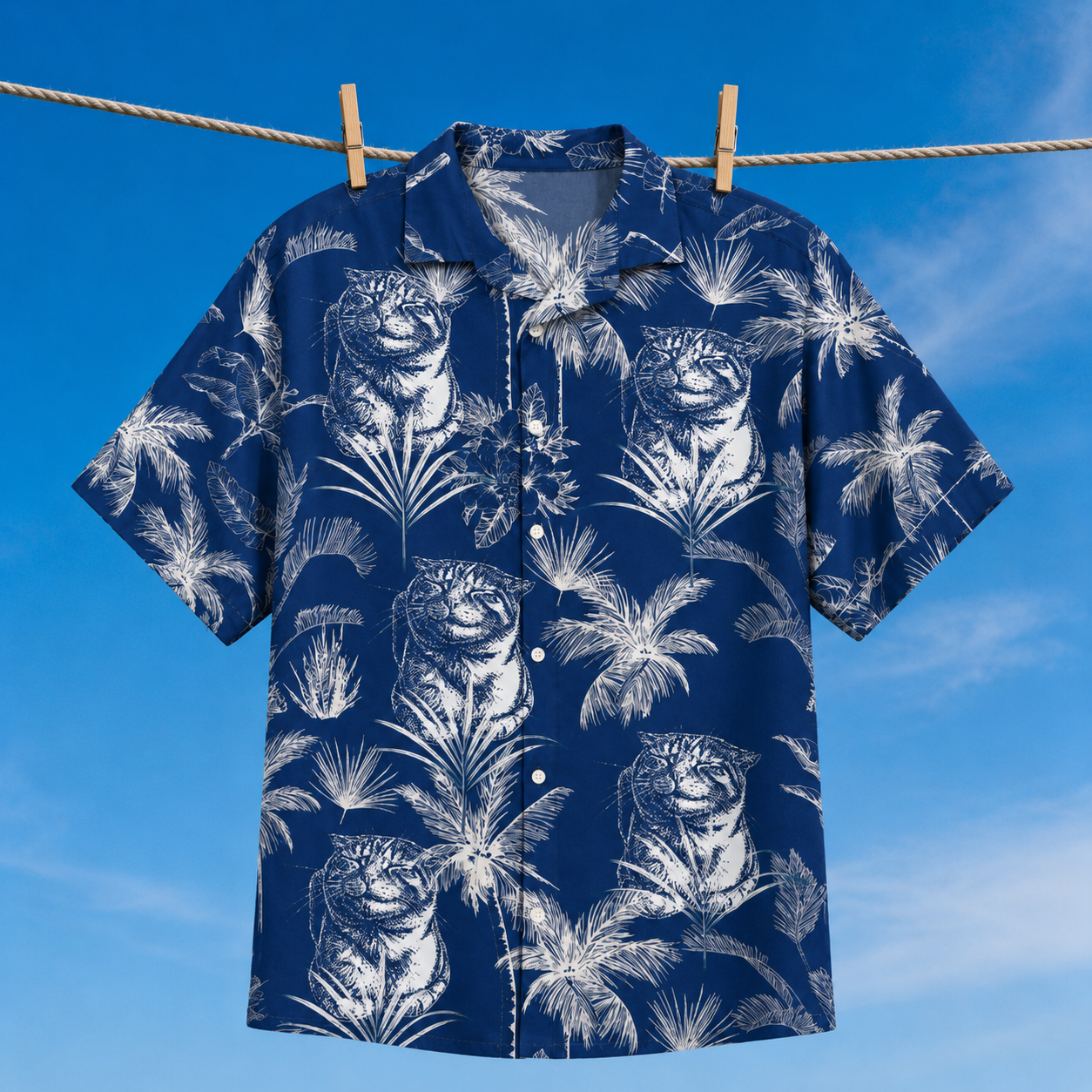Custom Pet Portrait Hawaiian Shirt – Sophisticated White Sketch Art Style