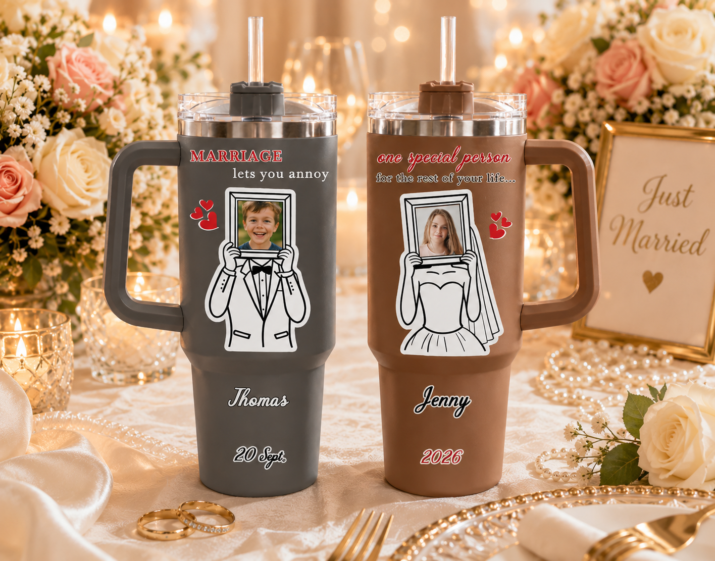 Personalized "Happily Annoying" 40oz Tumbler Set