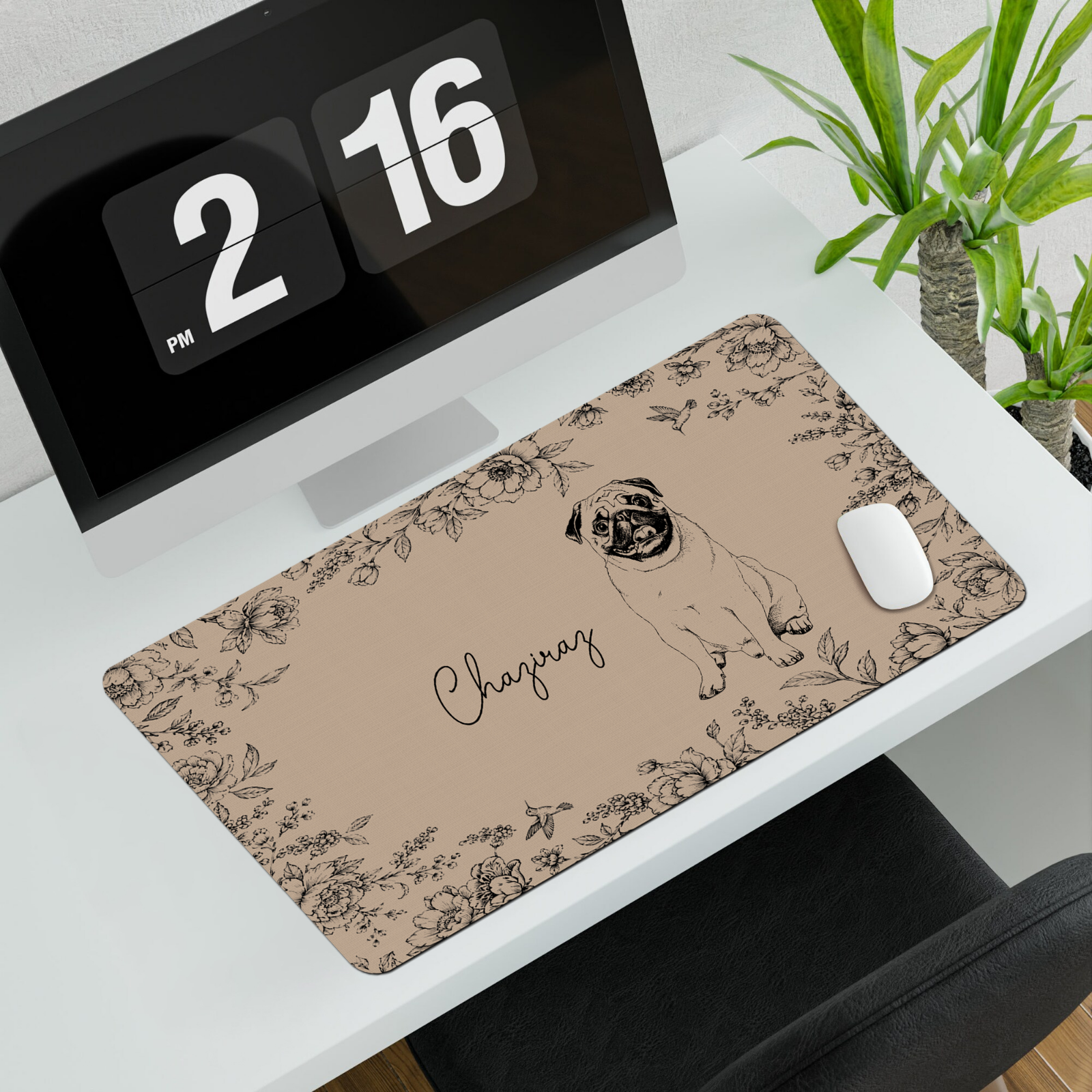 Custom Pet Portrait Sketch Line Art Gift For Pet Lovers - Personalized Desk Mat