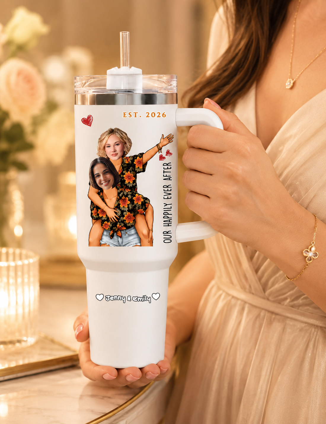 Custom "Happily Ever After" 40oz Tumbler For Women