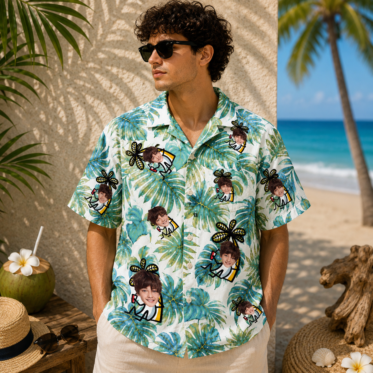 Personalized "Tropical Monstera" Aloha Shirt