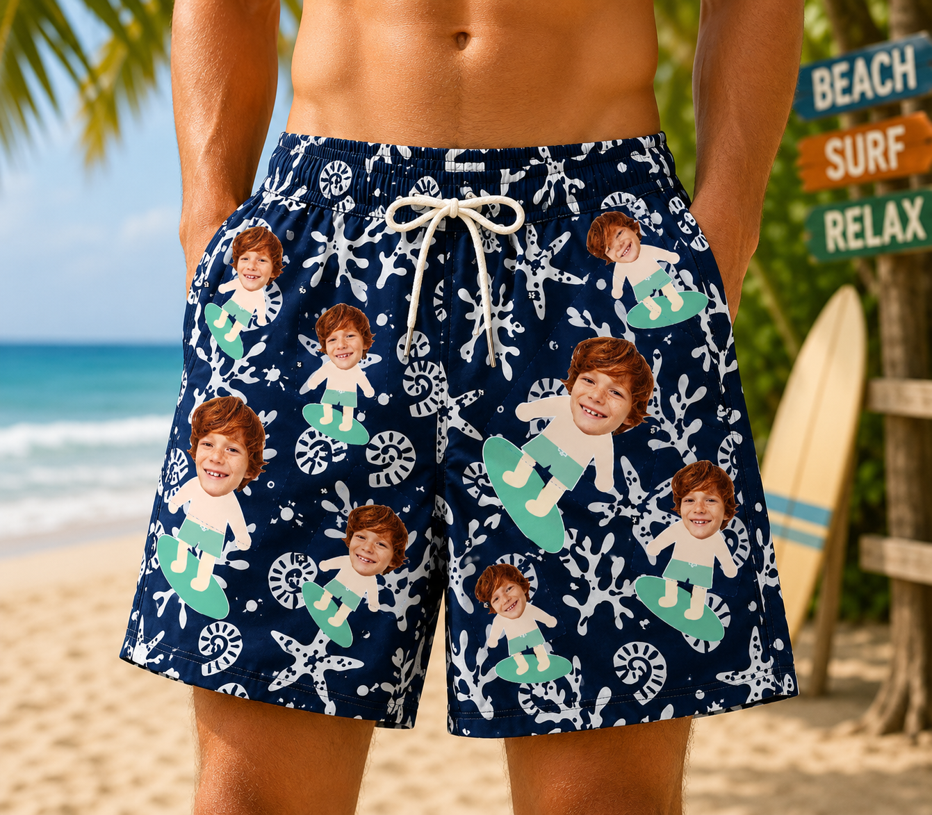 Personalized "Deep Sea Surf" Swim Shorts