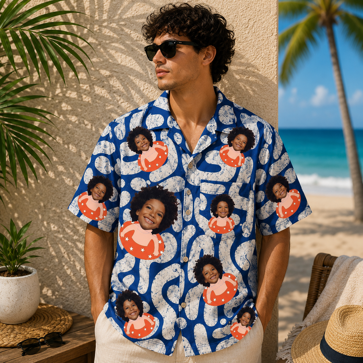 Personalized "Starry Swim Ring" Aloha Shirt