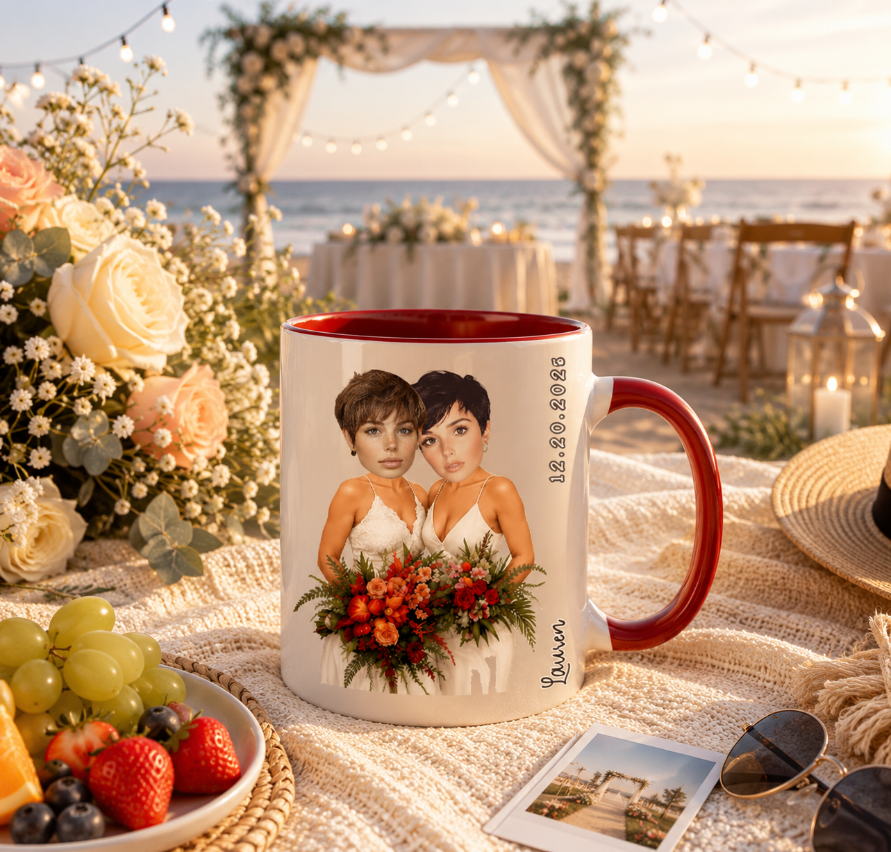 Custom Wedding Mug Hawaii Summer Photo Ceramic Mug 11oz 15oz