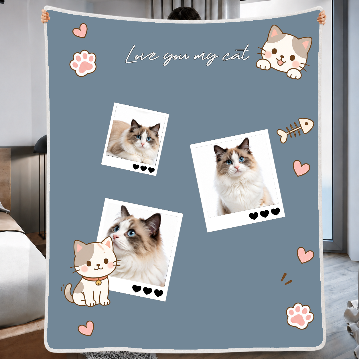 Custom Dog Photo Blanket | Personalized Gift With Picture For Pet Owner, Lover, Dog Mom, Cat Mom, Dog Dad, Cat Dad | Blanket