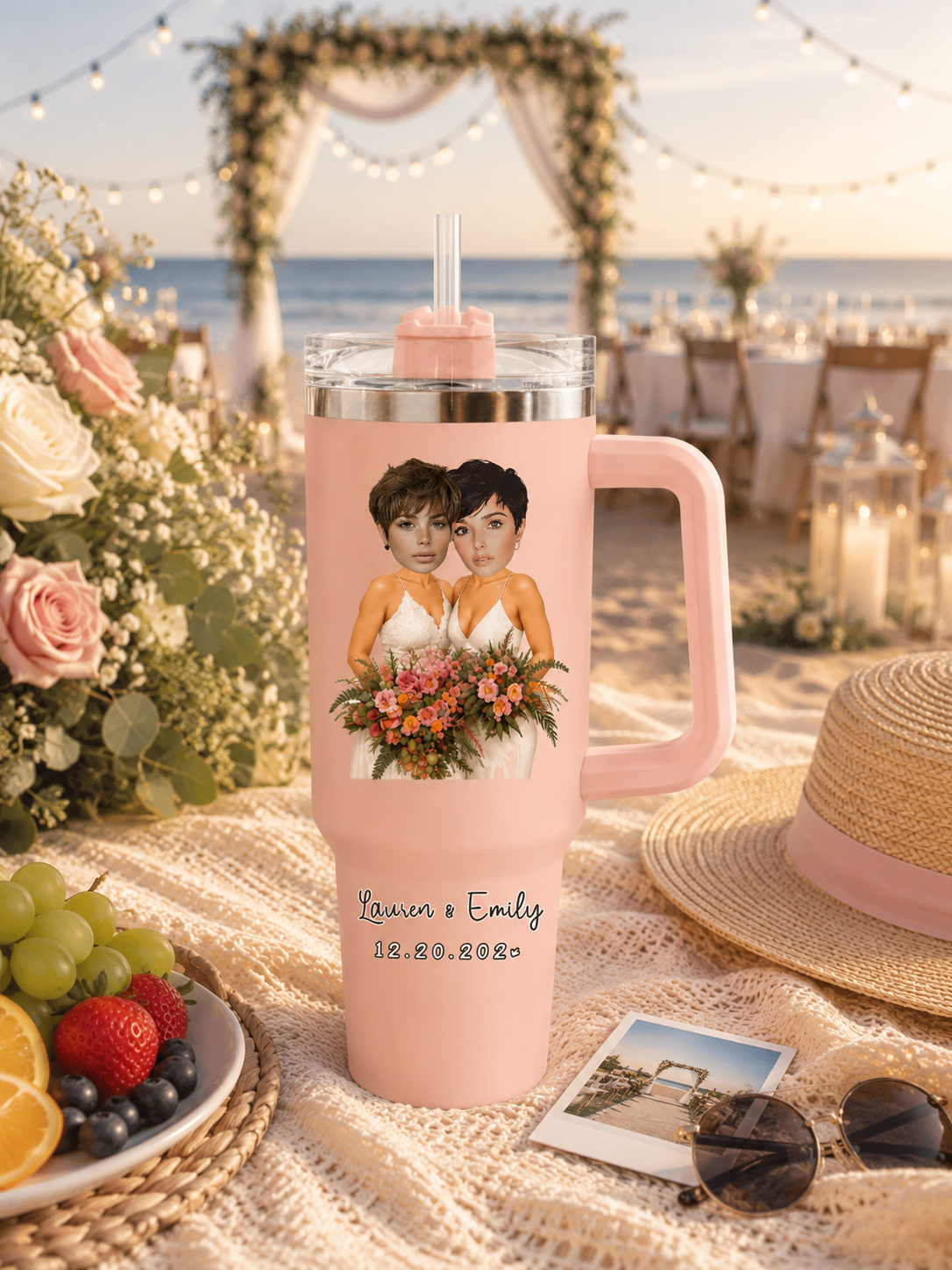 Custom Hawaii Wedding Summer 40oz Tumbler