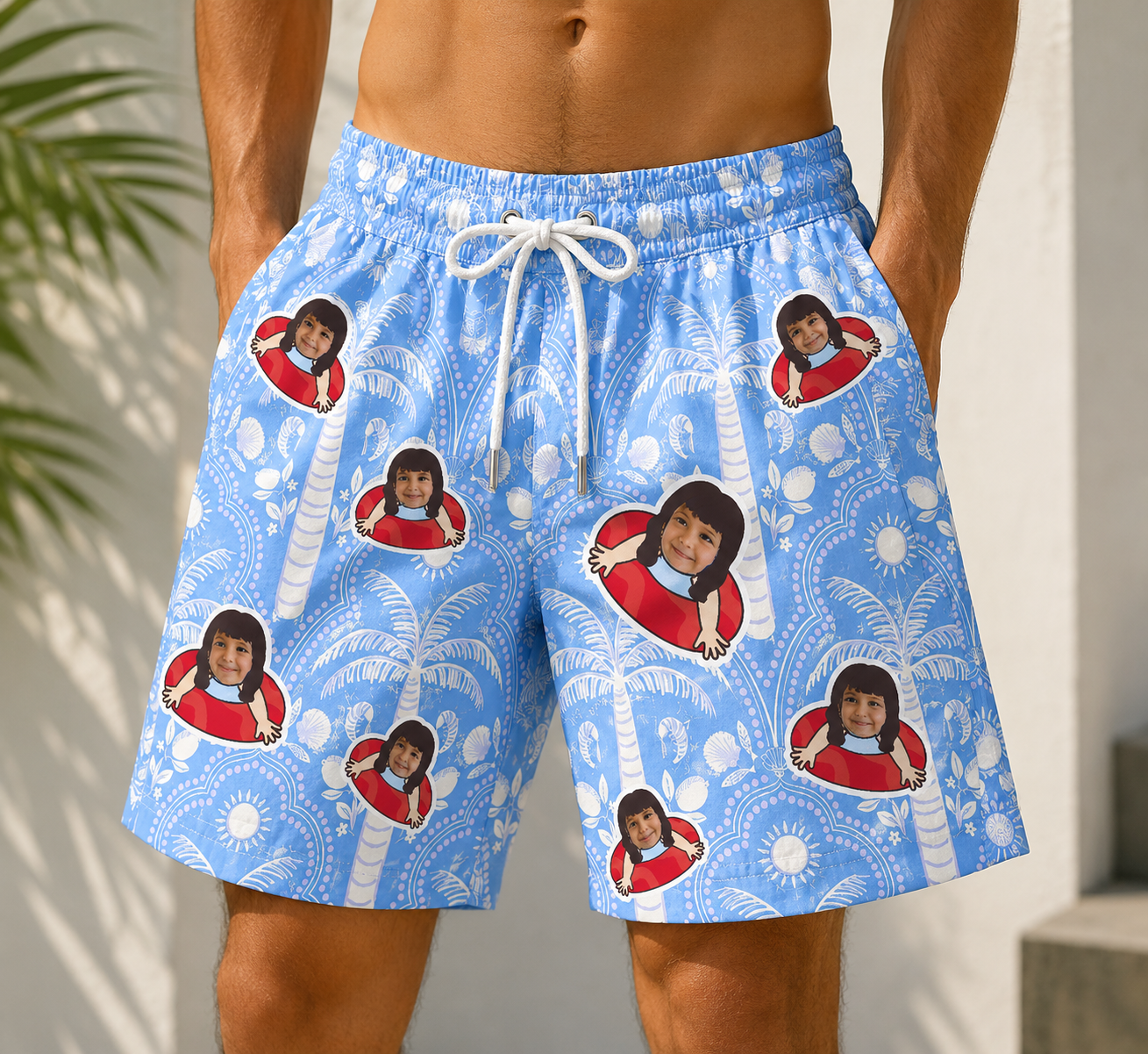 Personalized "Palm & Swim Ring" Swim Shorts