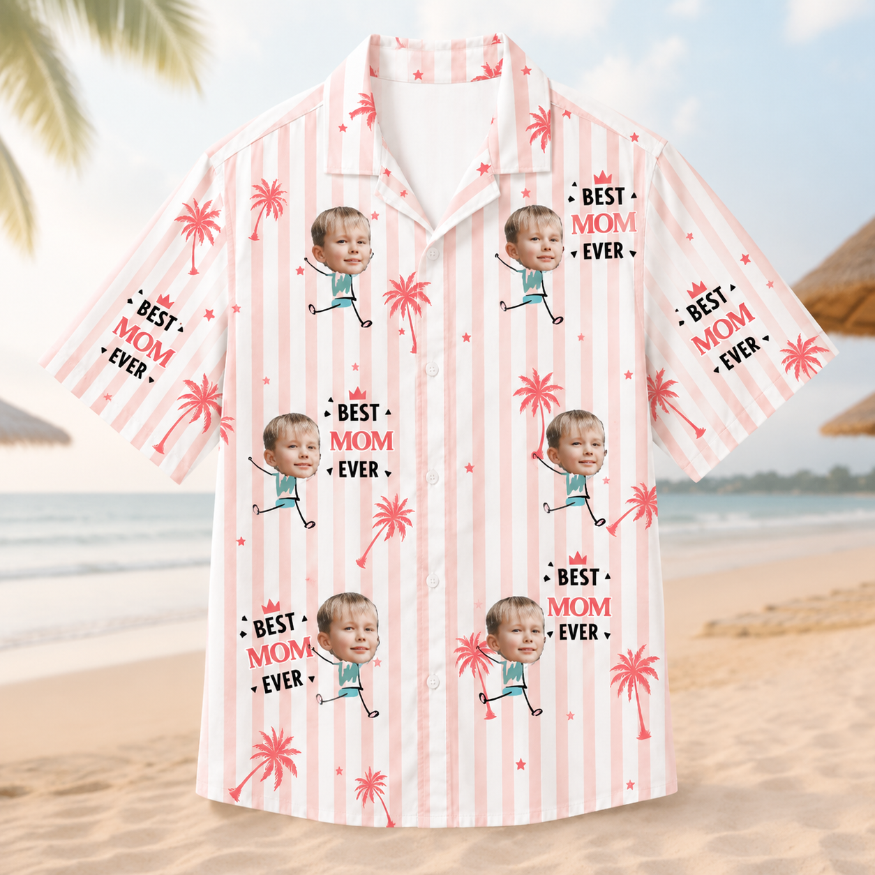 Custom Best Ever Hawaiian Shirt, Personalized Face Photo Shirt, Custom Name Hawaiian Shirt, Choose Number Of Kids