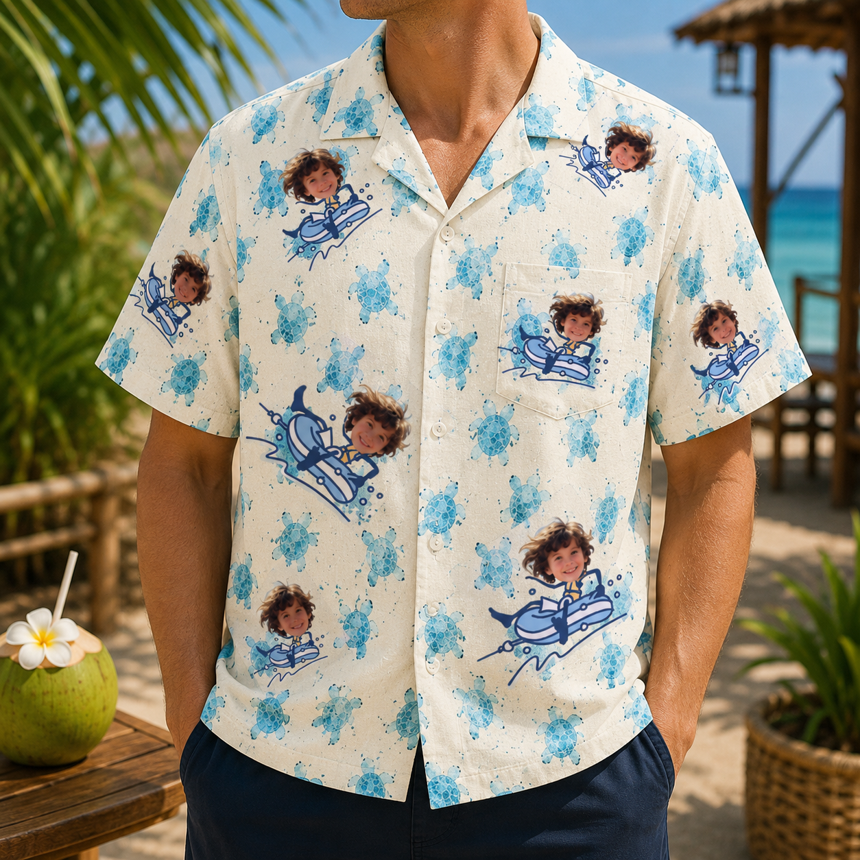 Personalized "Sea Turtle Ride" Aloha Shirt